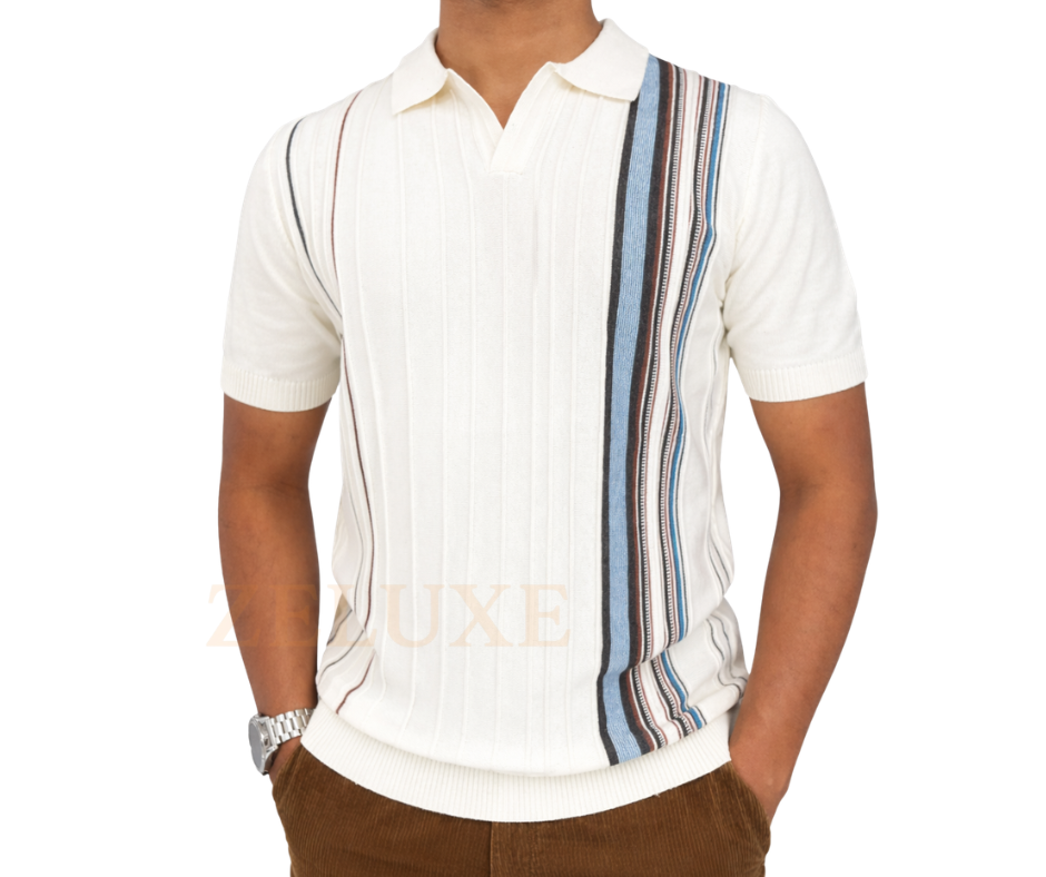 Stripe Men's Polo (White)