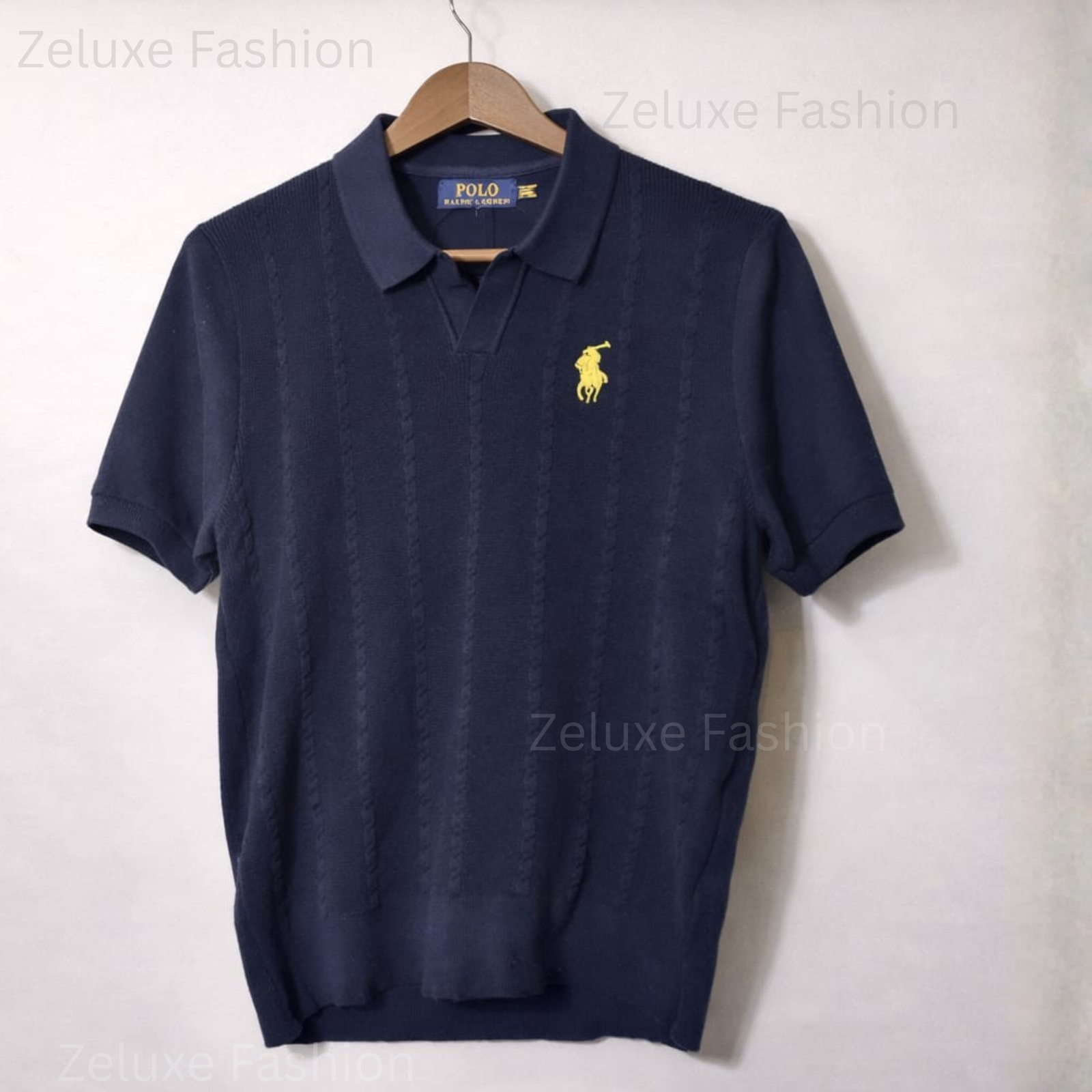 Ralph Lauren Cable Knit Polo (Black)