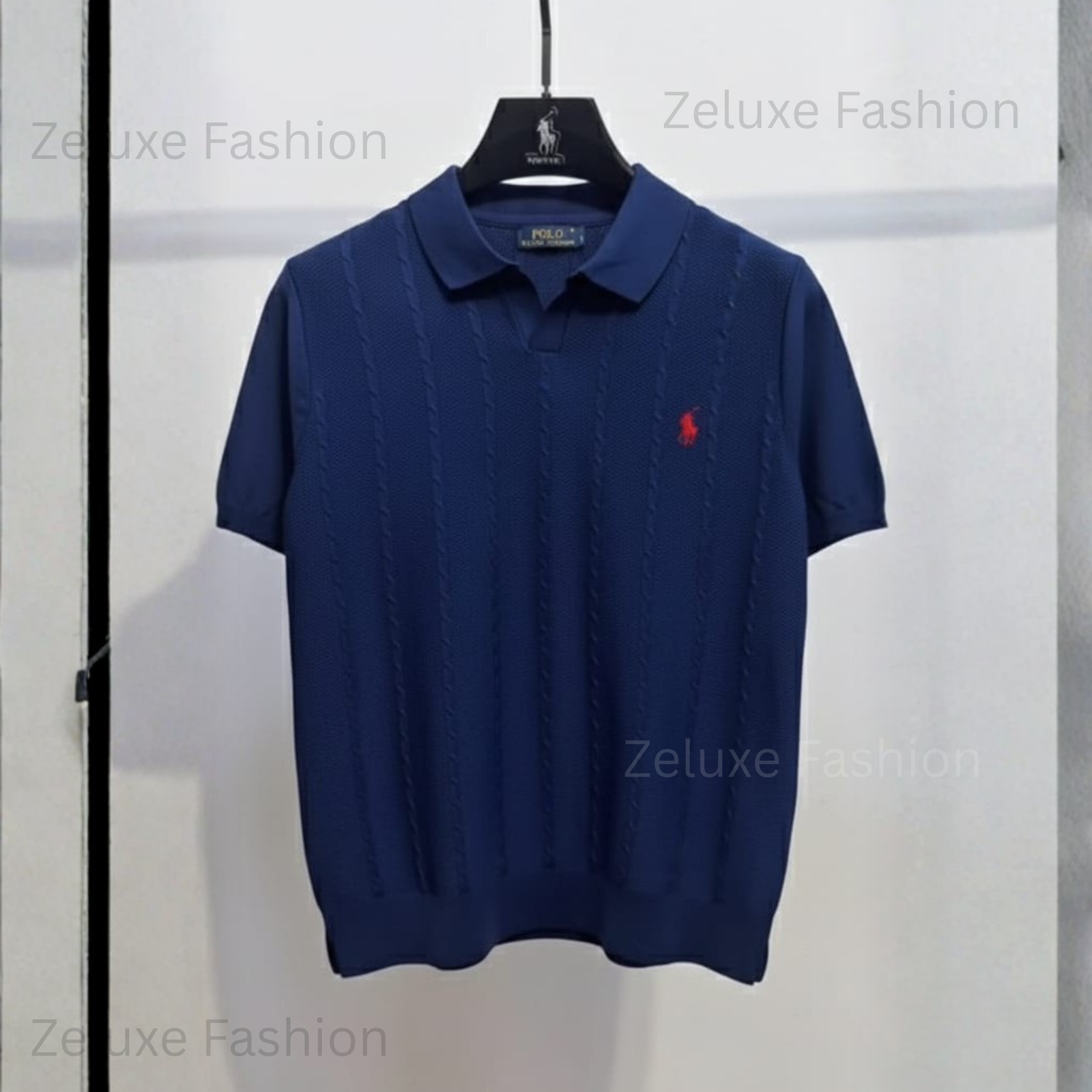 Ralph Lauren Cable Knit Polo (Navy)